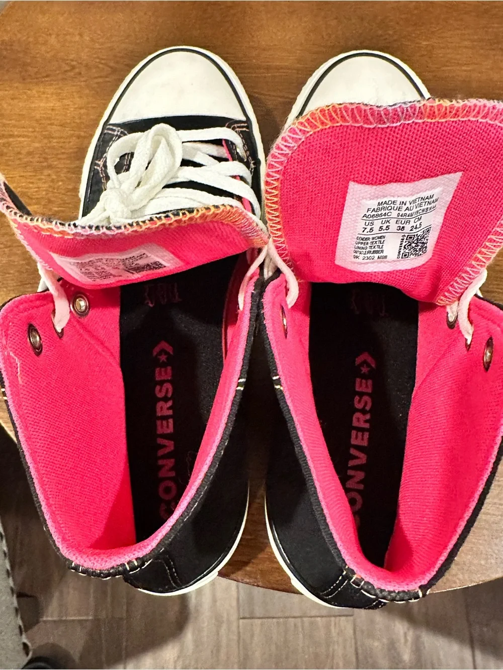 Converse All Star Lift Women’s Leather High Top Sneakers - Black Pink Size 7.5 - Picture 12 of 12